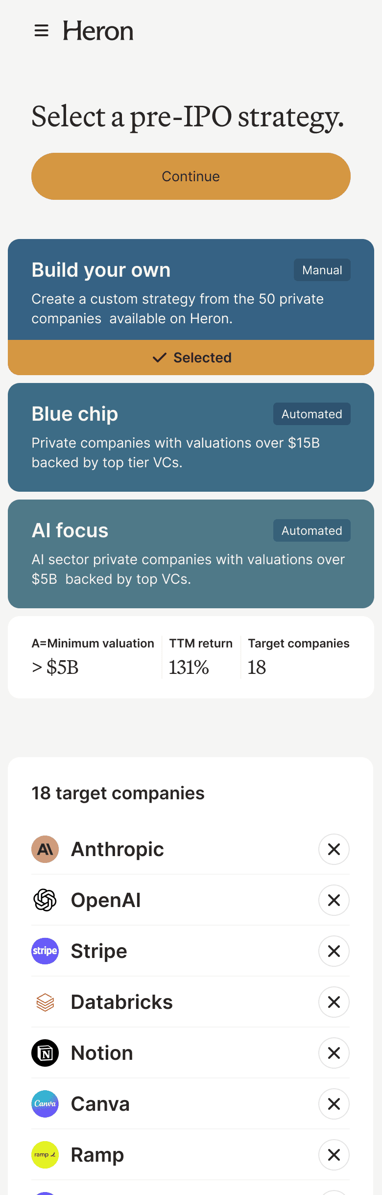 Pre-IPO company selection