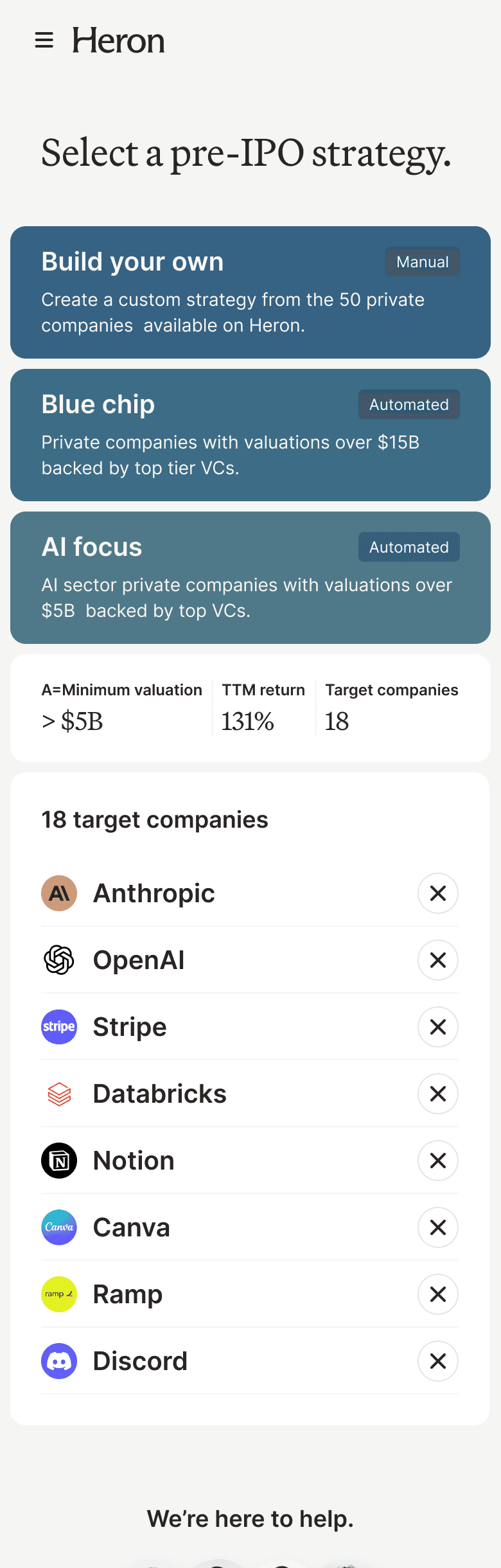 Pre-IPO company selection